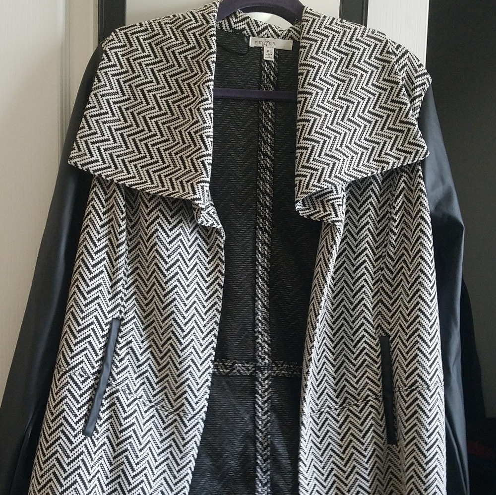 Faux leather overcoat/sweater